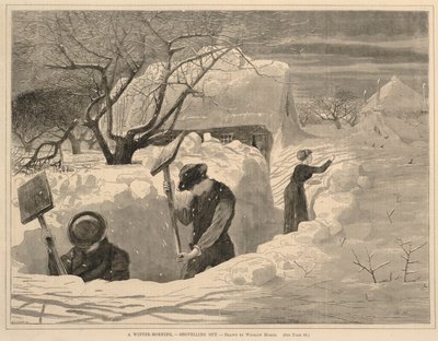 Egy téli reggel - lapátolás, 1871. január 14., Minden szombat, 1871. január 14. alkotó: Winslow Homer
