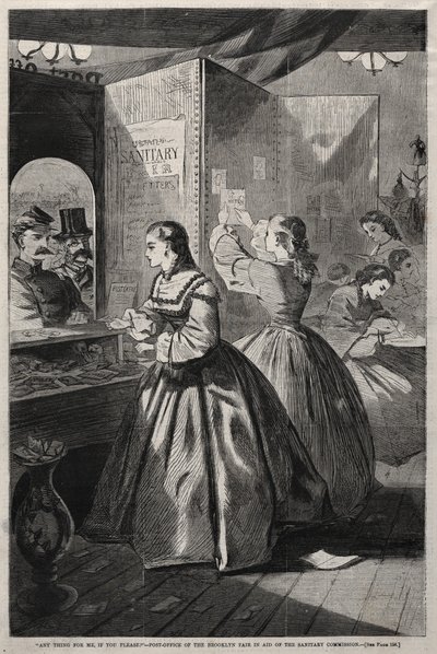 Bármilyen számomra, ha kérlek – A segélyszolgálat brooklyni vásárának postahivatala..., 1864. alkotó: Winslow Homer