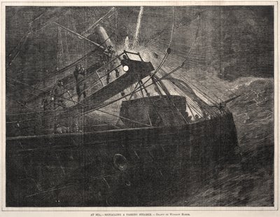 A tengeren, jelzés egy elhaladó gőzhajónak alkotó: Winslow Homer