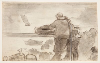 Tengerpart csónakokkal és emberekkel, Cullercoats, Anglia alkotó: Winslow Homer