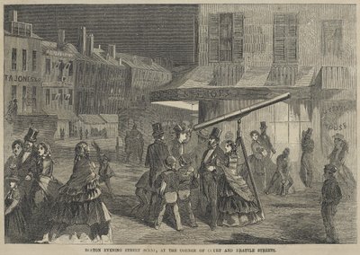 Boston Evening Street Scene, a Corner of Court és a Brattle Streets-ben alkotó: Winslow Homer