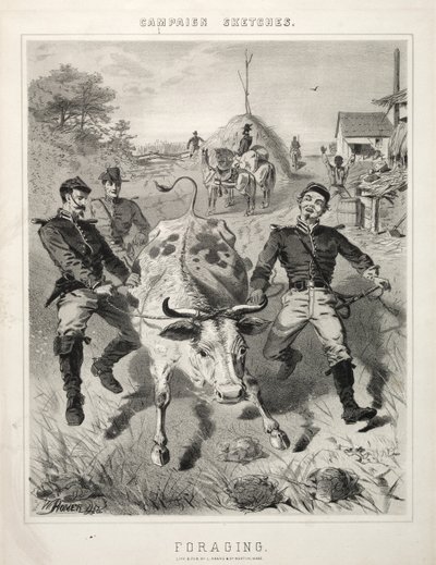 Kampányvázlatok: Takarmányozás, 1863. alkotó: Winslow Homer