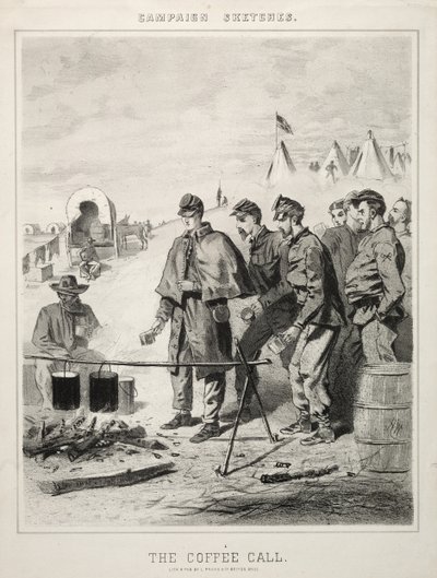 Kampányvázlatok: The Coffee Call, 1863. alkotó: Winslow Homer