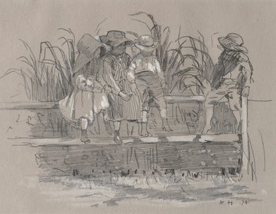 Gyermekek ülnek a kerítésen alkotó: Winslow Homer