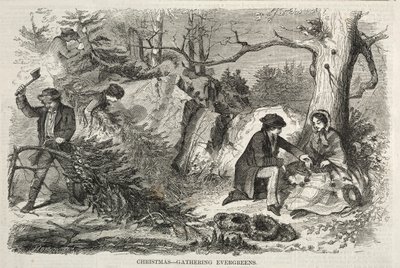 Karácsony – Örökzöldek összegyűjtése, 1858. alkotó: Winslow Homer