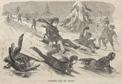 Coasting Out of Doors, 1857. alkotó: Winslow Homer