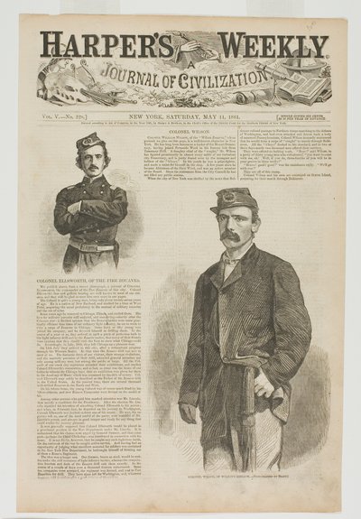 Wilson ezredes, a Wilson-dandárból, és Ellsworth ezredes, a Tűzoltó Zouávéktól. alkotó: Winslow Homer