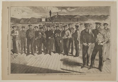 A Colorado amerikai gőzszlúp Bostonban szerződtetett legénysége, 1861. június alkotó: Winslow Homer