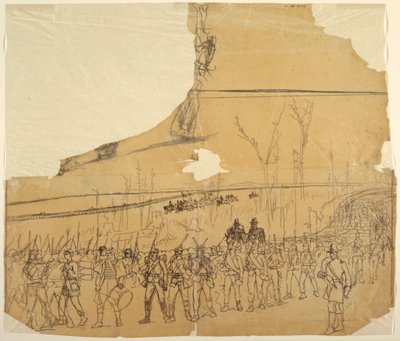 Rajz, Egy gyalogsági oszlop márciusban, 1862 alkotó: Winslow Homer
