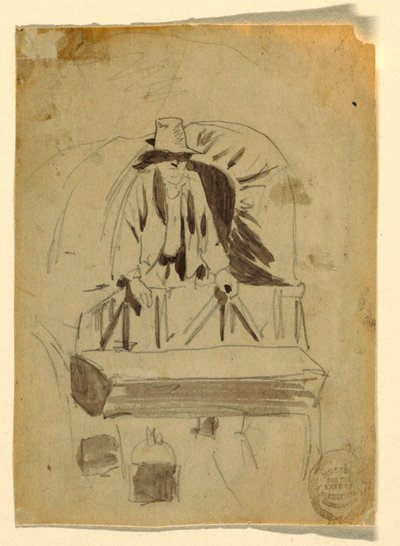Rajz, egy katonai szekér hátulja, 1862 alkotó: Winslow Homer