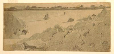 Rajz, Marshfieldi strand, 1869-74 alkotó: Winslow Homer