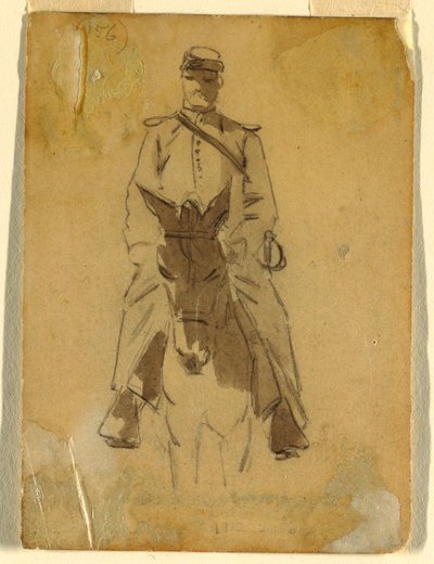 Rajz, lovassági tiszt és a ló feje, 1862 alkotó: Winslow Homer