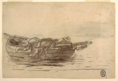 Rajz, Halászok másznak át a puskapallókon, Cullercoats, Anglia, 1881-82 alkotó: Winslow Homer