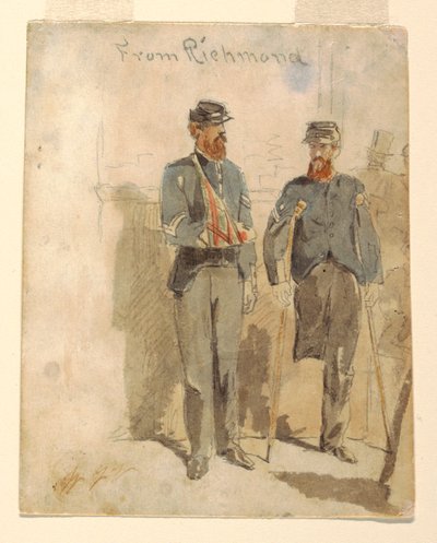 Rajz, "Richmondból"; Két sebesült katona, 1862 alkotó: Winslow Homer