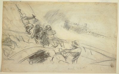 Rajz, Hard-a-Port, 1885-90 alkotó: Winslow Homer