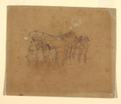 Rajz, Mentőcsónak kocsival (tanulmány a "The Wreck" című, 1896-ban készült olajfestményhez, Carnegie Institute, Pittsburgh, PA), 1895-96 [vagy talán 1881]. alkotó: Winslow Homer
