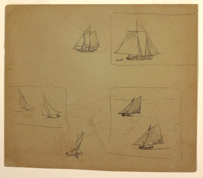 Rajz, Vitorlás vázlatok, 1881-82 alkotó: Winslow Homer