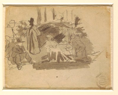 Rajz, Katonák táborozása, 1862 alkotó: Winslow Homer