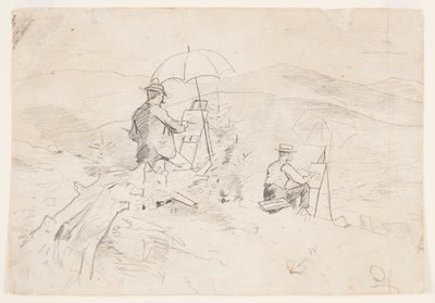 Rajz, tanulmány a "Művészek a Fehér-hegységben" és "A művész a vidéken" című munkákhoz, 1868 alkotó: Winslow Homer