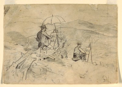 Rajz, tanulmány a "Művészek a Fehér-hegységben" és "A művész a vidéken" című munkákhoz, 1868 alkotó: Winslow Homer