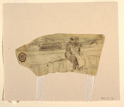 Rajz, Két nő ül a falon, Cullercoats, Anglia, 1881-82 alkotó: Winslow Homer
