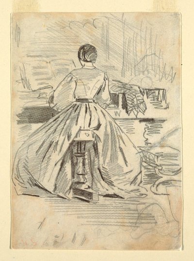 Rajz, Nő a zongoránál, 1862 alkotó: Winslow Homer