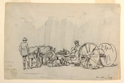 Rajz, ökörcsorda, 1879 alkotó: Winslow Homer
