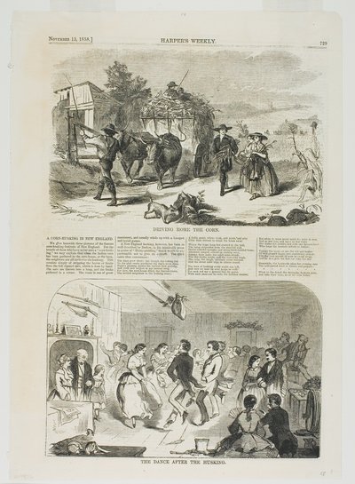 A kukorica hazahajtása és a hántás utáni tánc alkotó: Winslow Homer