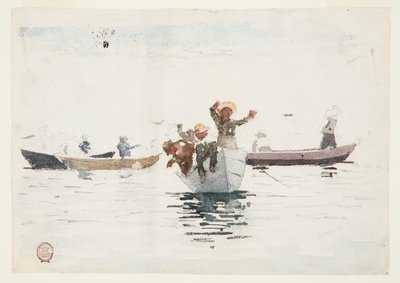 Négy evezős csónak gyerekekkel alkotó: Winslow Homer