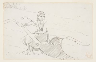 Lány ül egy ekén alkotó: Winslow Homer