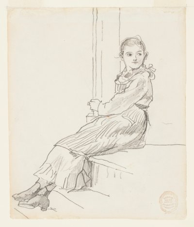 Lány ül a veranda lépcsőjén alkotó: Winslow Homer