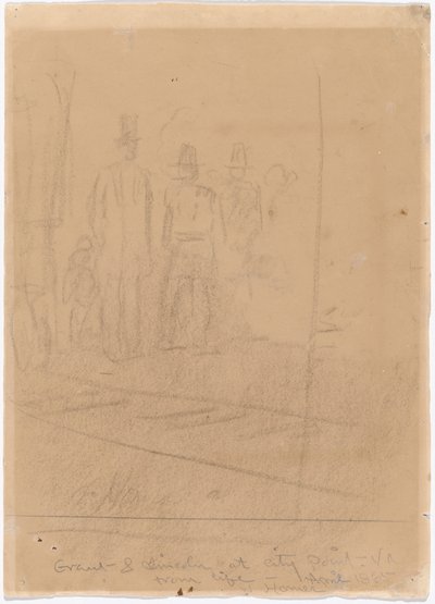 Grant és Lincoln a Virginia állambeli City Pointban [recto] alkotó: Winslow Homer