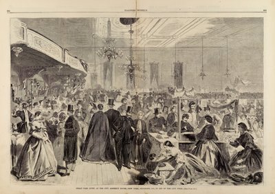 Nagy Vásár a New York-i Városi Gyűléstermekben, 1861 decemberében, a városi szegények megsegítésére, a Harper