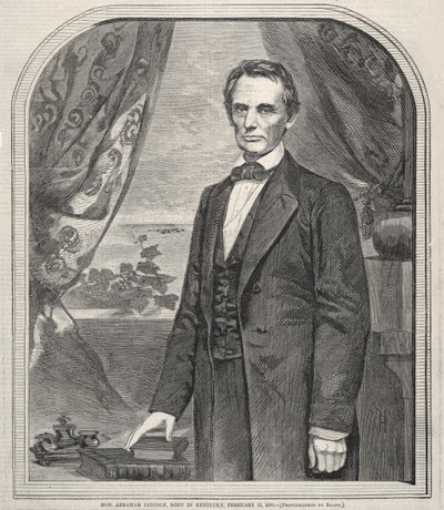 Hon. Abraham Lincoln, Kentuckyban született, 1809. február 12-én, 1860. alkotó: Winslow Homer