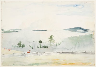 Táj szarvassal a reggeli ködben alkotó: Winslow Homer