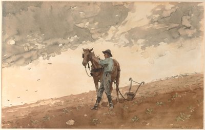 Férfi szántó lóval alkotó: Winslow Homer