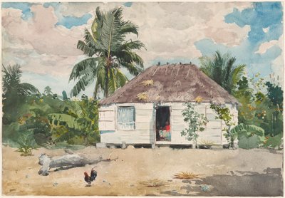 Natív kunyhó Nassauban alkotó: Winslow Homer