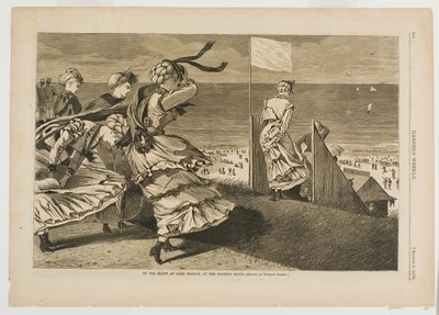 A Long Branch-i sziklafalnál, a fürdőzés órájában alkotó: Winslow Homer
