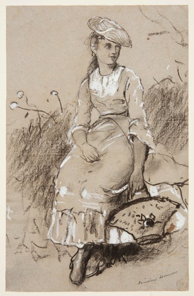 Ülő lány kosárral alkotó: Winslow Homer