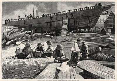 Hajóépítés, Gloucester kikötője, 1873. alkotó: Winslow Homer