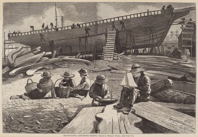 Ship-Building, Gloucester Harbor, 1873. alkotó: Winslow Homer