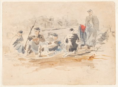 Egy csoportban ülő katonák alkotó: Winslow Homer