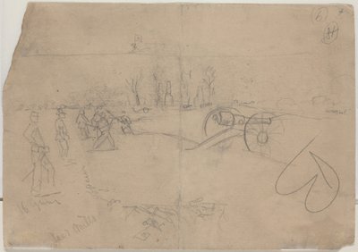 Katonák és ágyú [verso], 1862. alkotó: Winslow Homer