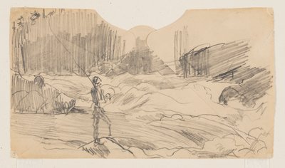 Tanulmány az "Ouananiche Fishing" St. John-tó számára alkotó: Winslow Homer
