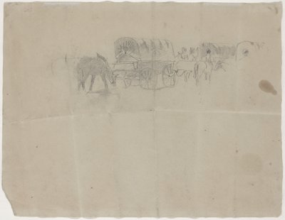 Ellátó vonat és öszvérek [verso], 1864. alkotó: Winslow Homer