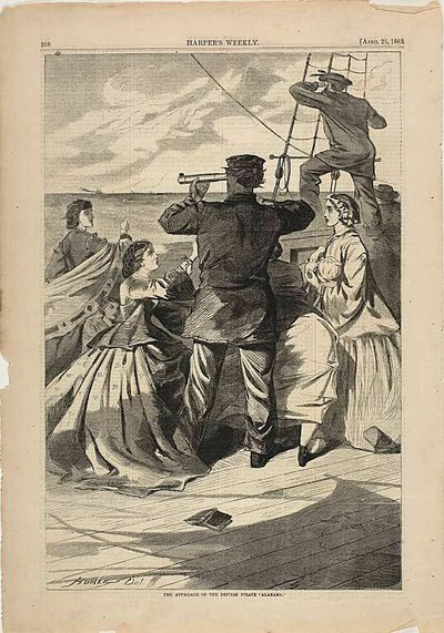 Az "Alabama" brit kalózhajó megközelítése alkotó: Winslow Homer