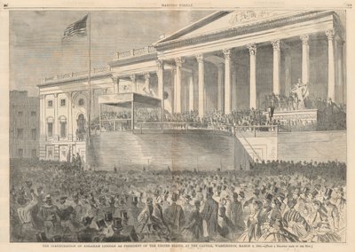 Abraham Lincoln beiktatása az Egyesült Államok elnökévé a Capitoliumban, Washingtonban, 1861. március 4.; Harpertől alkotó: Winslow Homer