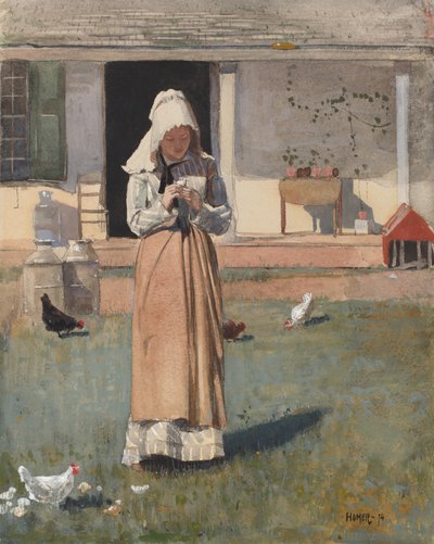 A beteg csirke, 1874 (wc, gouache és grafit szőtt papíron) alkotó: Winslow Homer