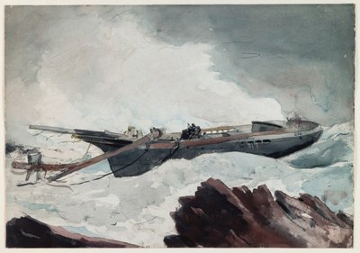 The Wrecked Schooner, 1900-10 körül (akvarell és szén, papír) alkotó: Winslow Homer