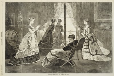 Hívásokra várva újév napján, 1869. január 2-án (fametszet) alkotó: Winslow Homer